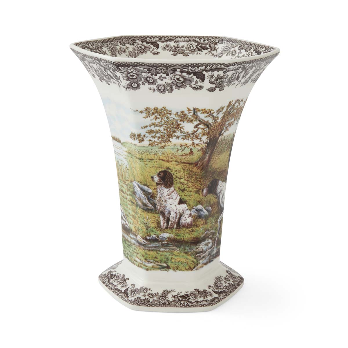 Woodland Hexagonal Vase, Hunting Dogs image number null